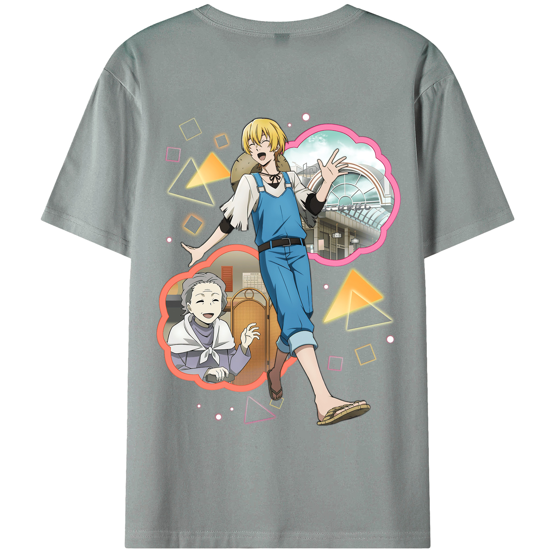 （画像用） 文豪ストレイドッグス Bungo Stray Dogs 綿100％ メンズ半袖Tシャツ（バックプリント） 通気性